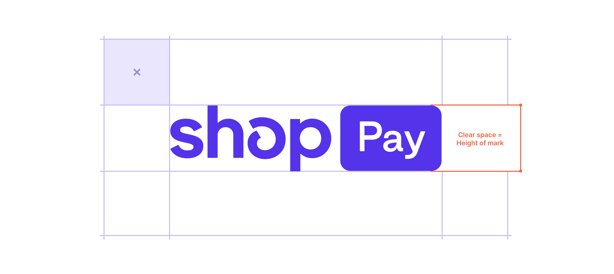 Eksempel på Shop Pay-logo i mindste størrelse