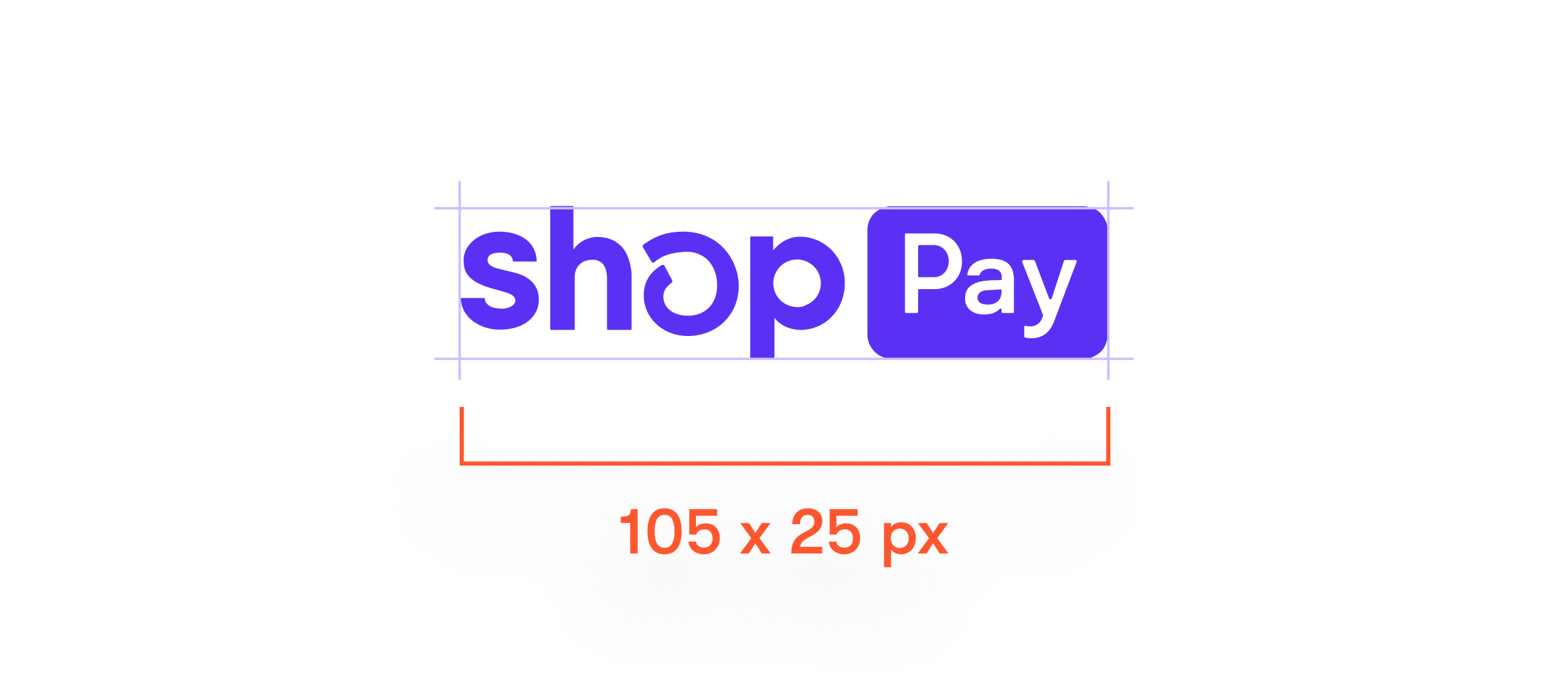 Esempio di logo di Shop Pay con dimensione minima