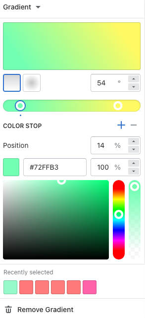 Gradient picker in the theme editor