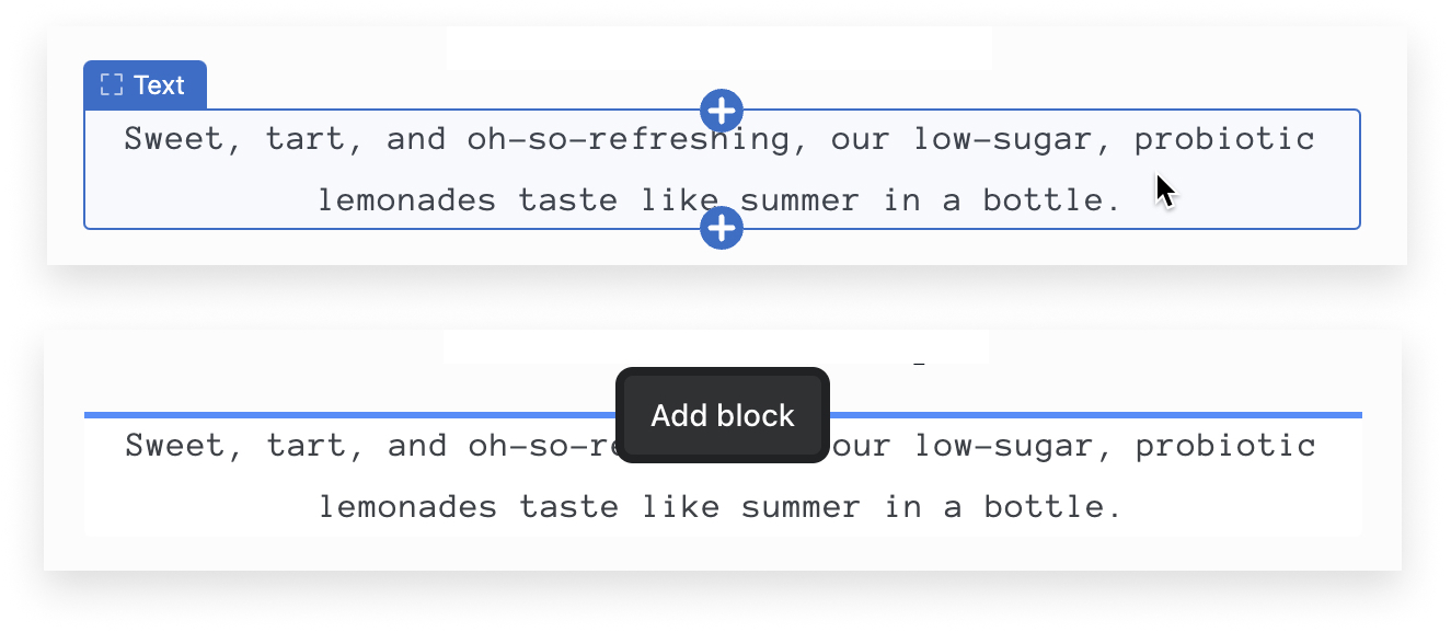 Option Ajouter un bloc de la fonction Preview Inspector