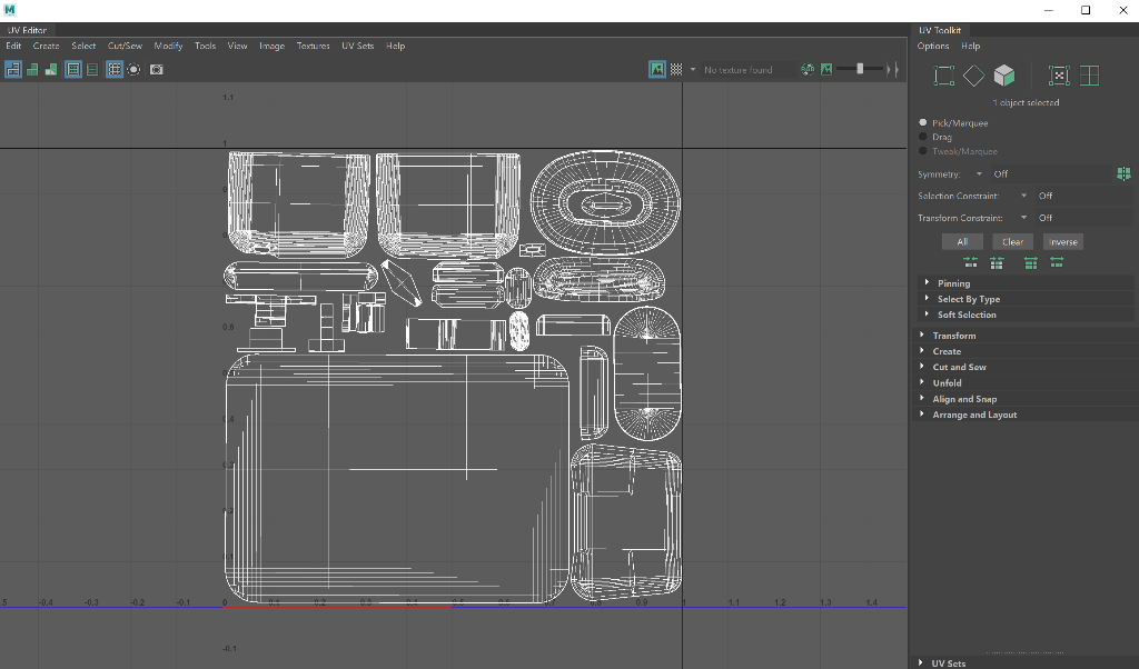 Use the UV Editor to lay out the UVs between 0 and 1 on the X and Y axes.