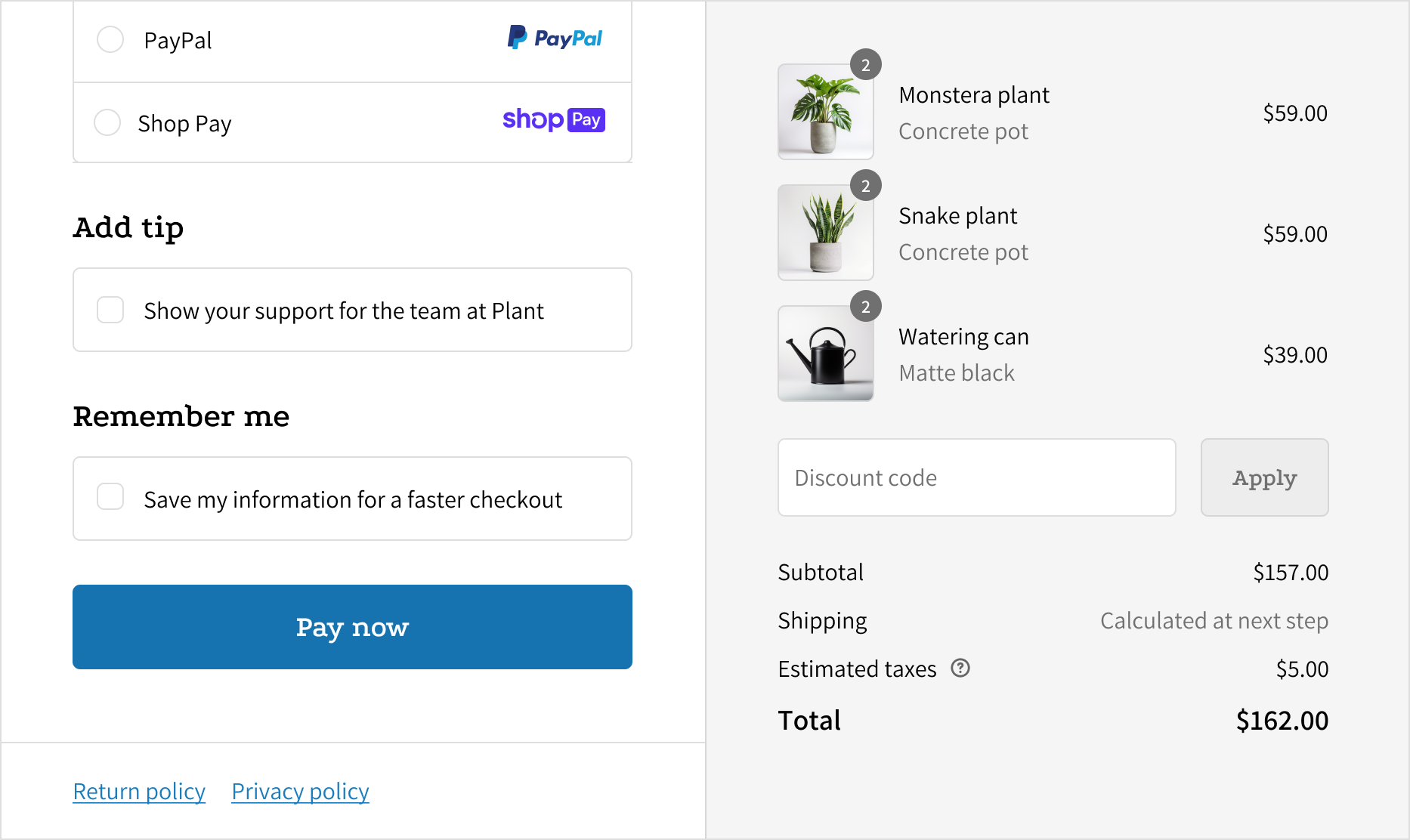 The checkout page buttons using the same font as the headings