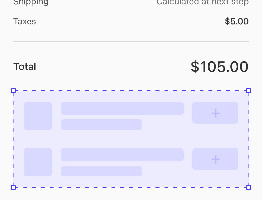 A product offer at checkout that displays two items