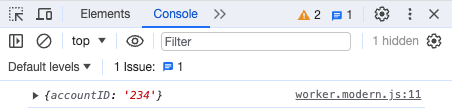 The console showing AccountID being logged