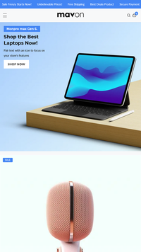 Forhåndsvisning på mobil for Mavon med stilen “Electronics”