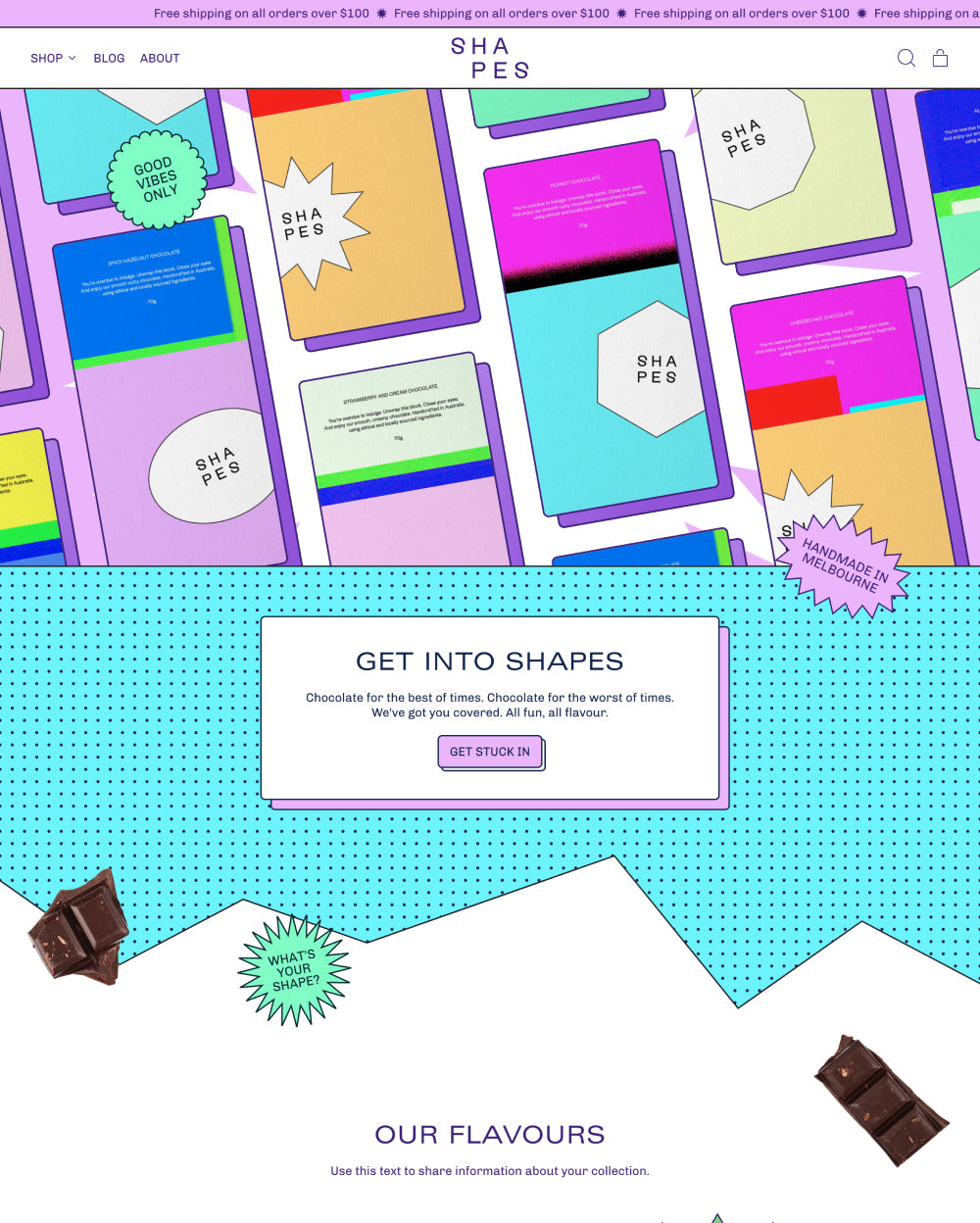 Anteprima in versione desktop del tema Shapes nello stile “Pastel”