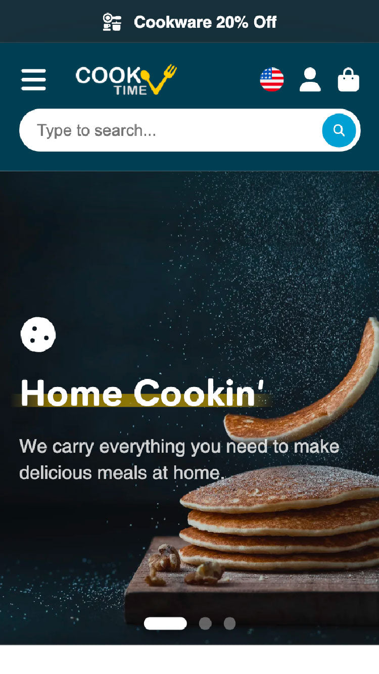 Aperçu de la version mobile du thème ShowTime dans le style « CookTime »