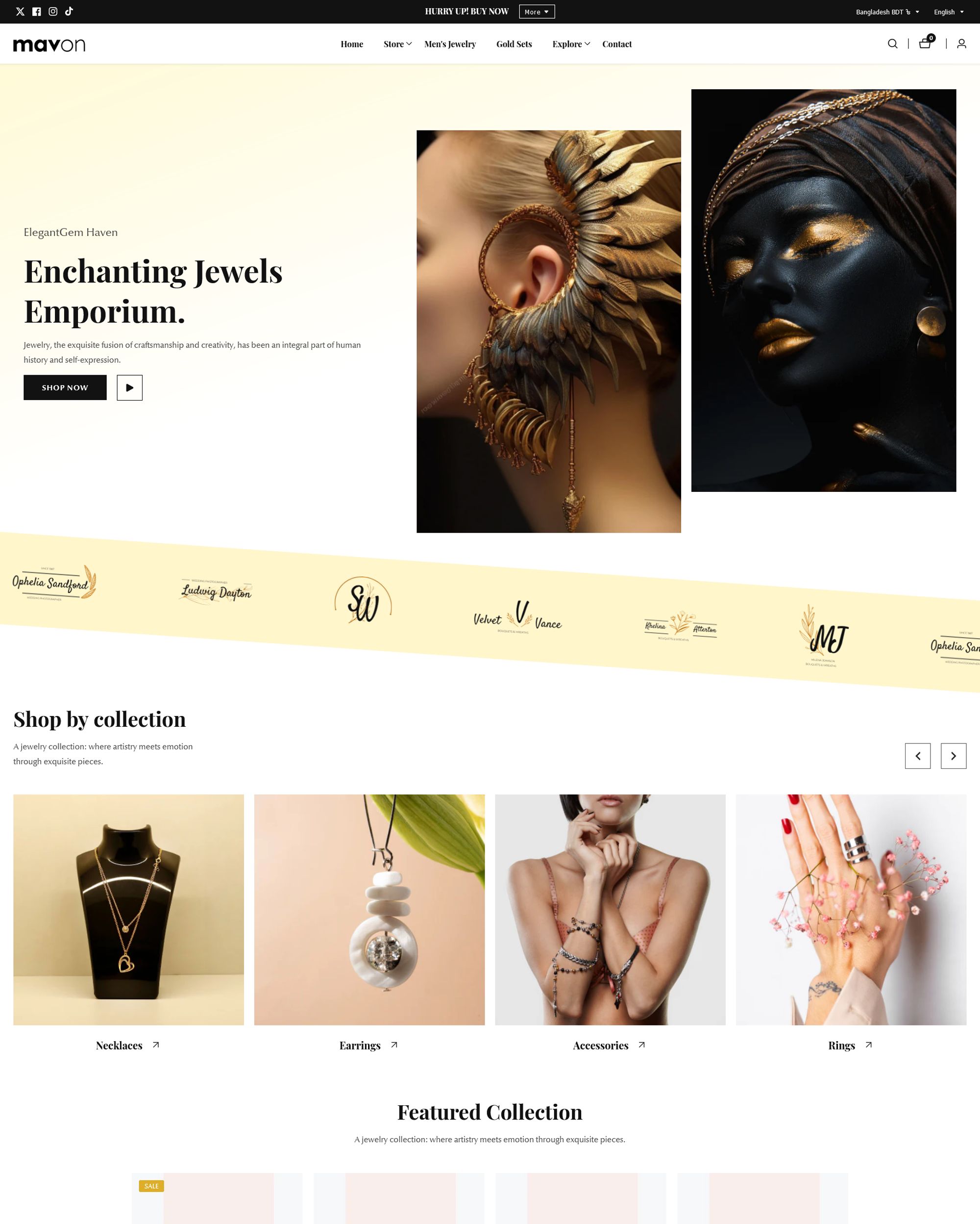 Anteprima in versione desktop del tema Mavon nello stile “Jewelry”