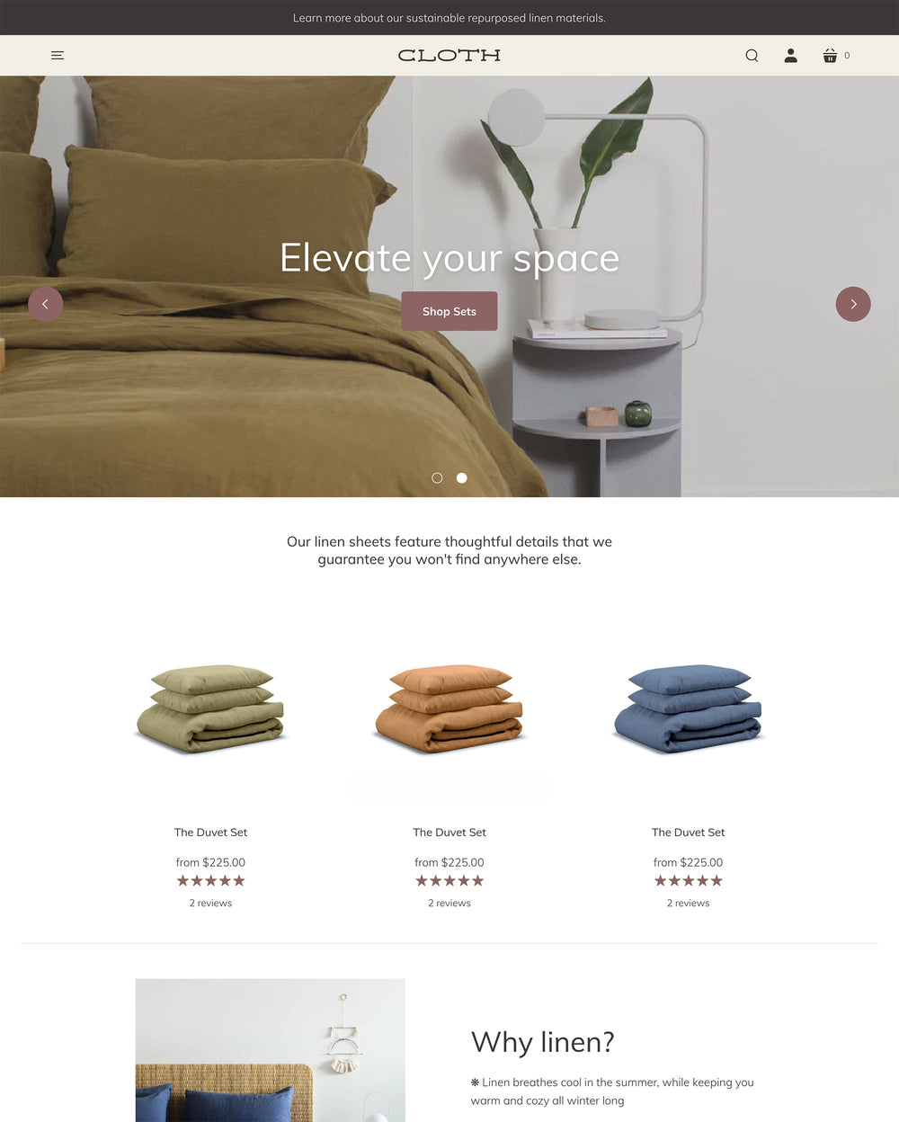 Aperçu de la version pour ordinateur du thème Startup dans le style « Cloth »