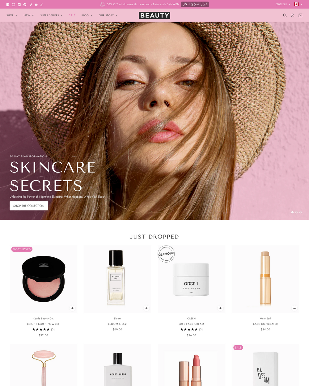 「Blockshop」スタイルのBeautyのデスクトッププレビュー