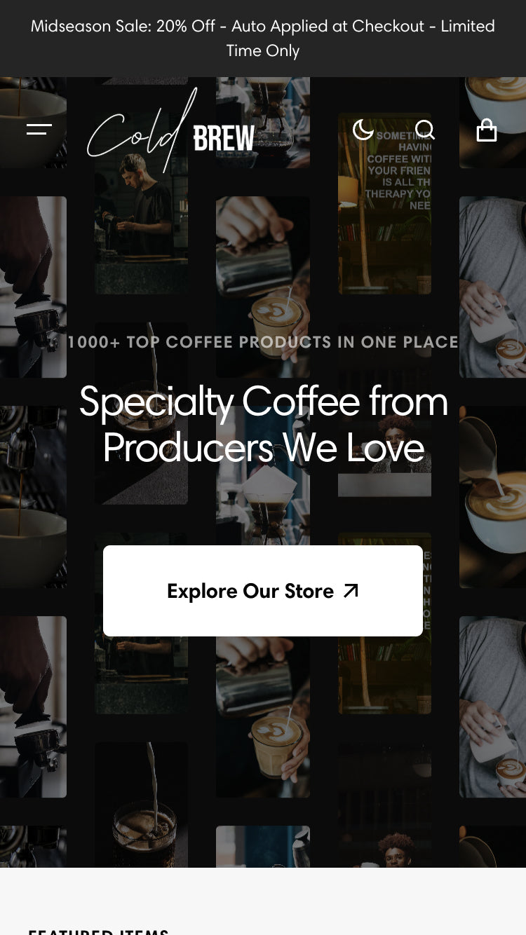 Aperçu de la version mobile du thème Portland dans le style « Cold Brew »